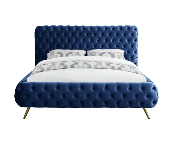 Antara Modern Tufted Upholstered Bed in Blue