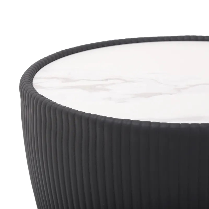 Bongo Modern White & Grey Drum Coffee Table Stone Round Coffee Table