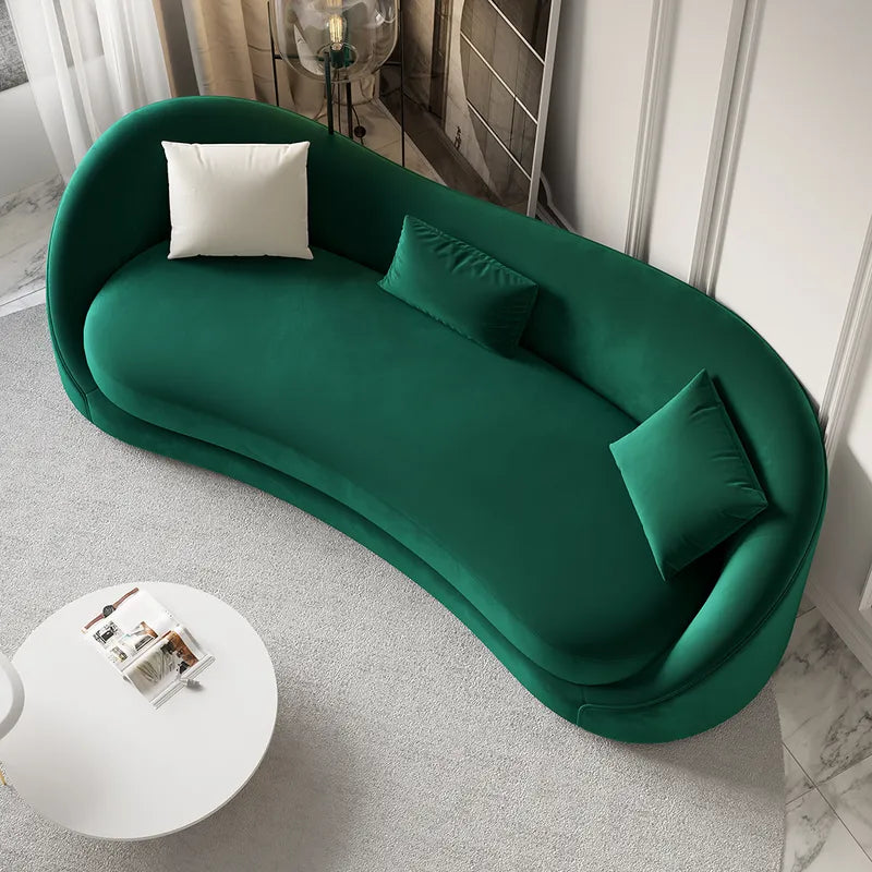 Porsche Modern 3-Seater Sofa in Green Velvet Upholstery for a Luxurious Feel