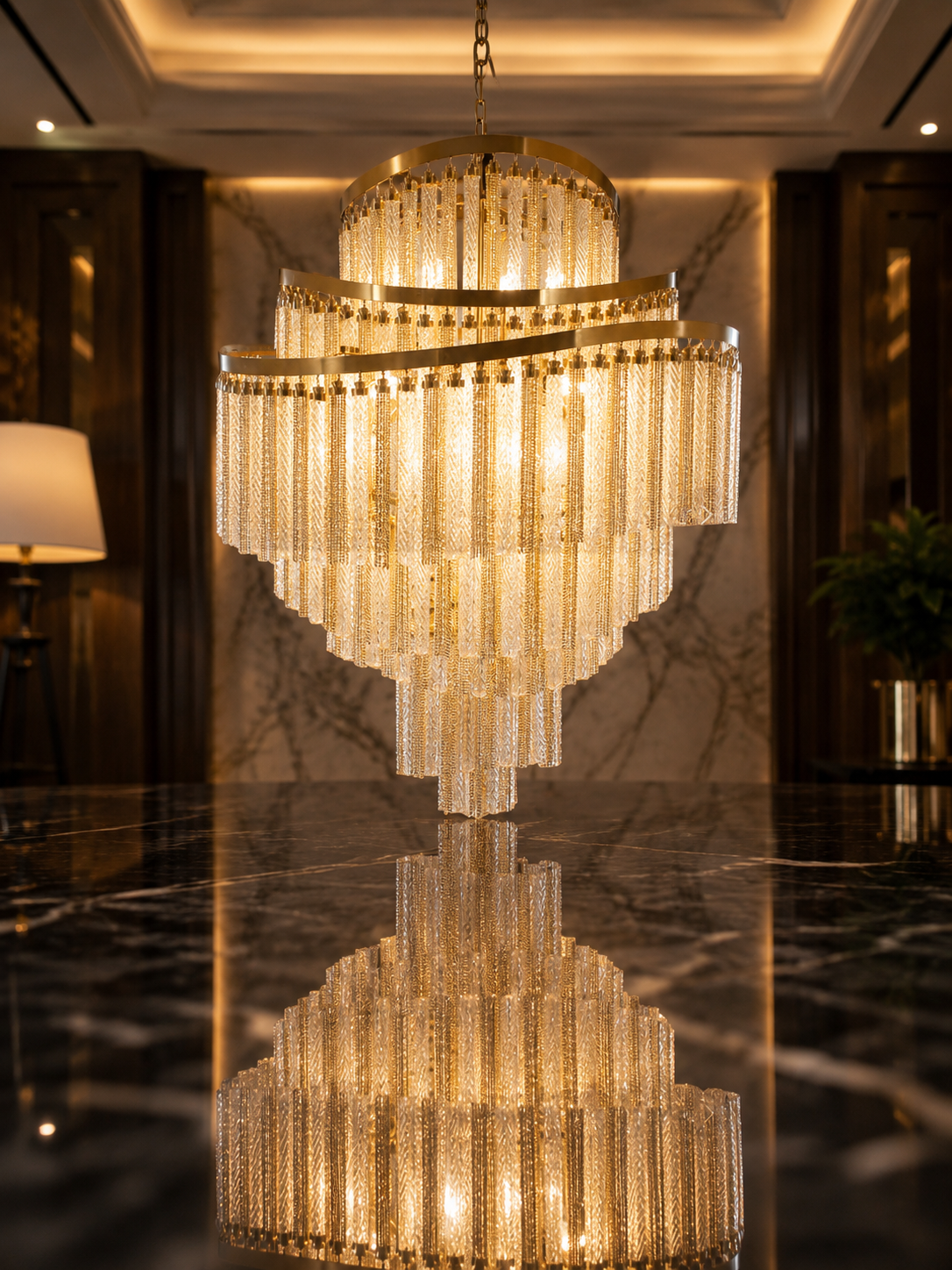 The Galverra Cascade — Luxury Gold Crystal Chandelier