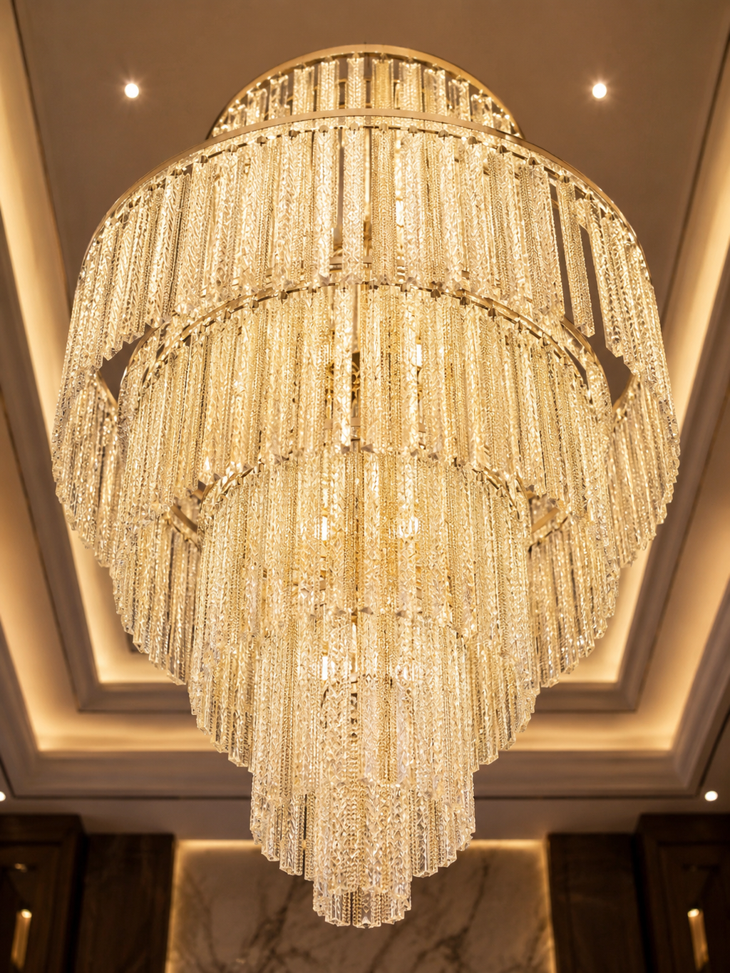 The Galverra Cascade — Luxury Gold Crystal Chandelier