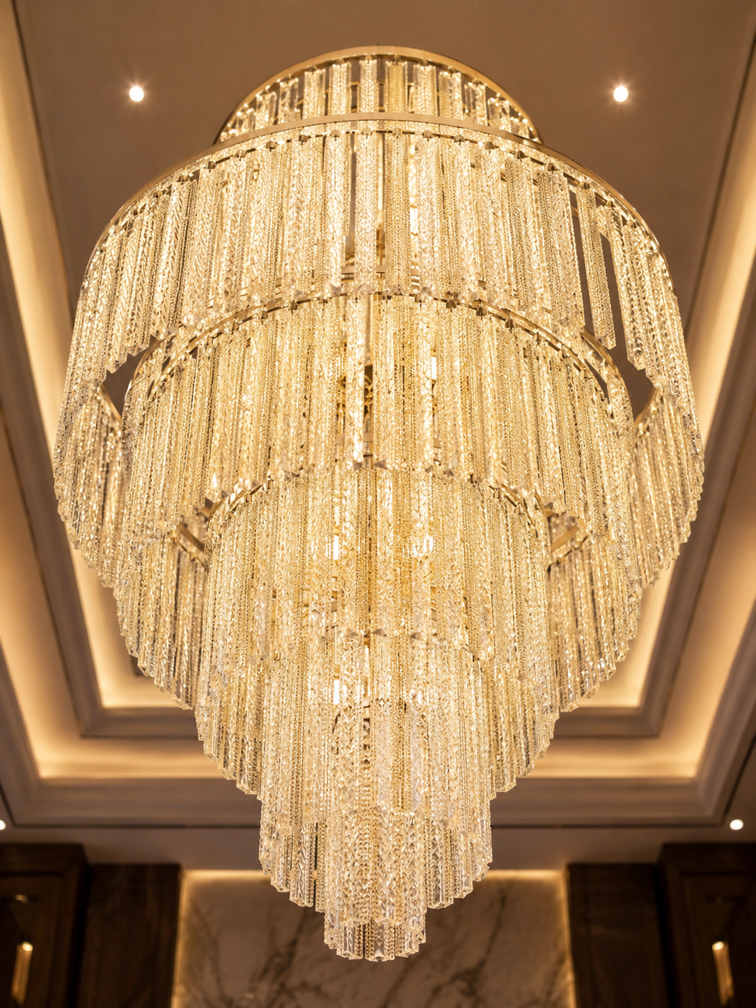 The Galverra Cascade — Luxury Gold Crystal Chandelier