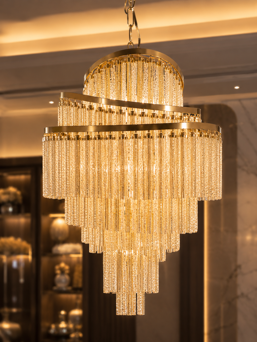The Galverra Cascade — Luxury Gold Crystal Chandelier