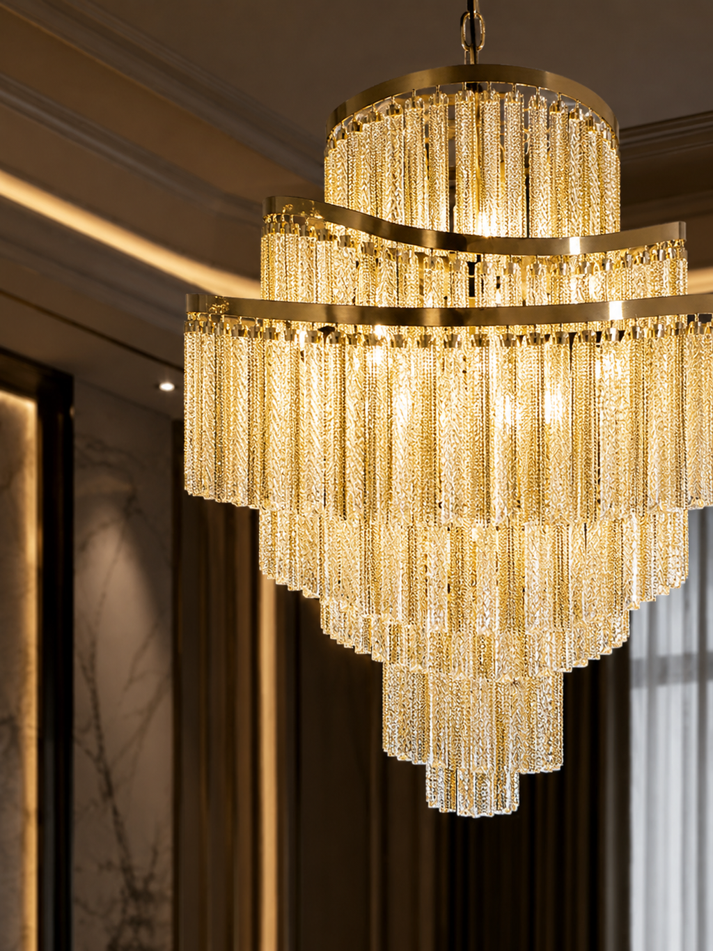 The Galverra Cascade — Luxury Gold Crystal Chandelier