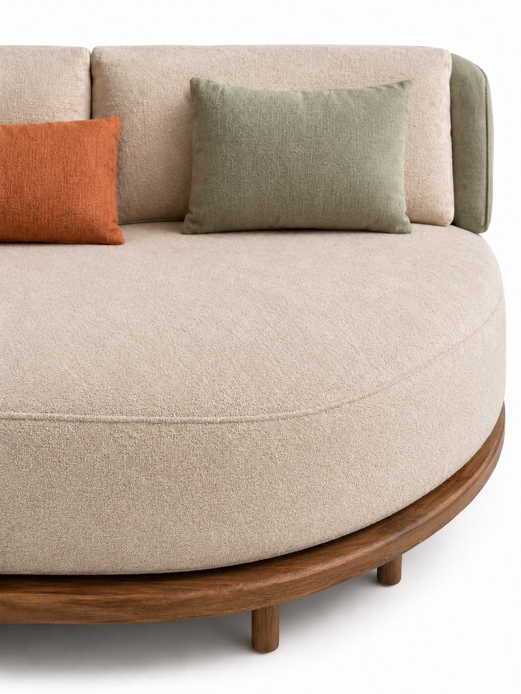 The Indira Sofa — Luxury 6-Seater Textured Fabric Sofa with Wooden Base