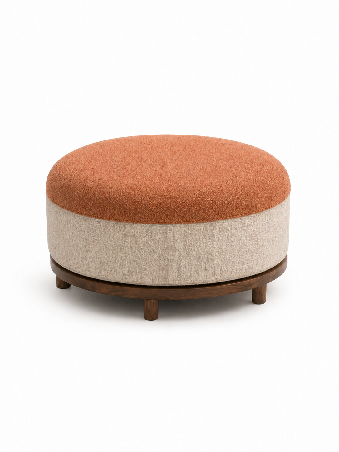 The Indira Sofa — Luxury 6-Seater Textured Fabric Sofa with Wooden Base