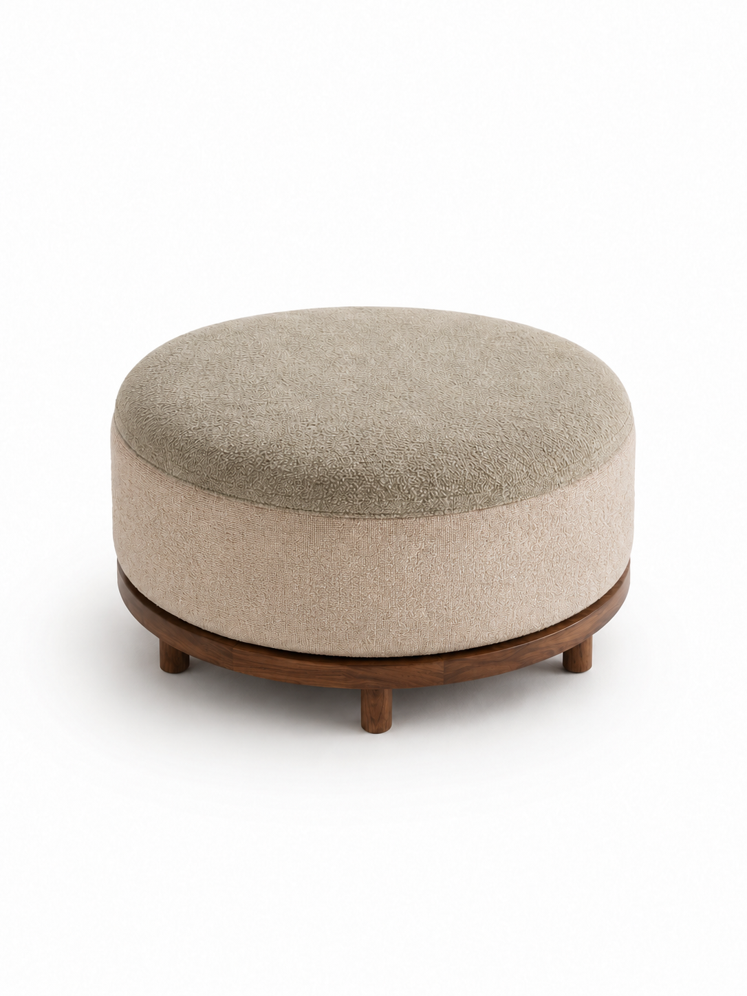 The Indira Sofa — Luxury 6-Seater Textured Fabric Sofa with Wooden Base