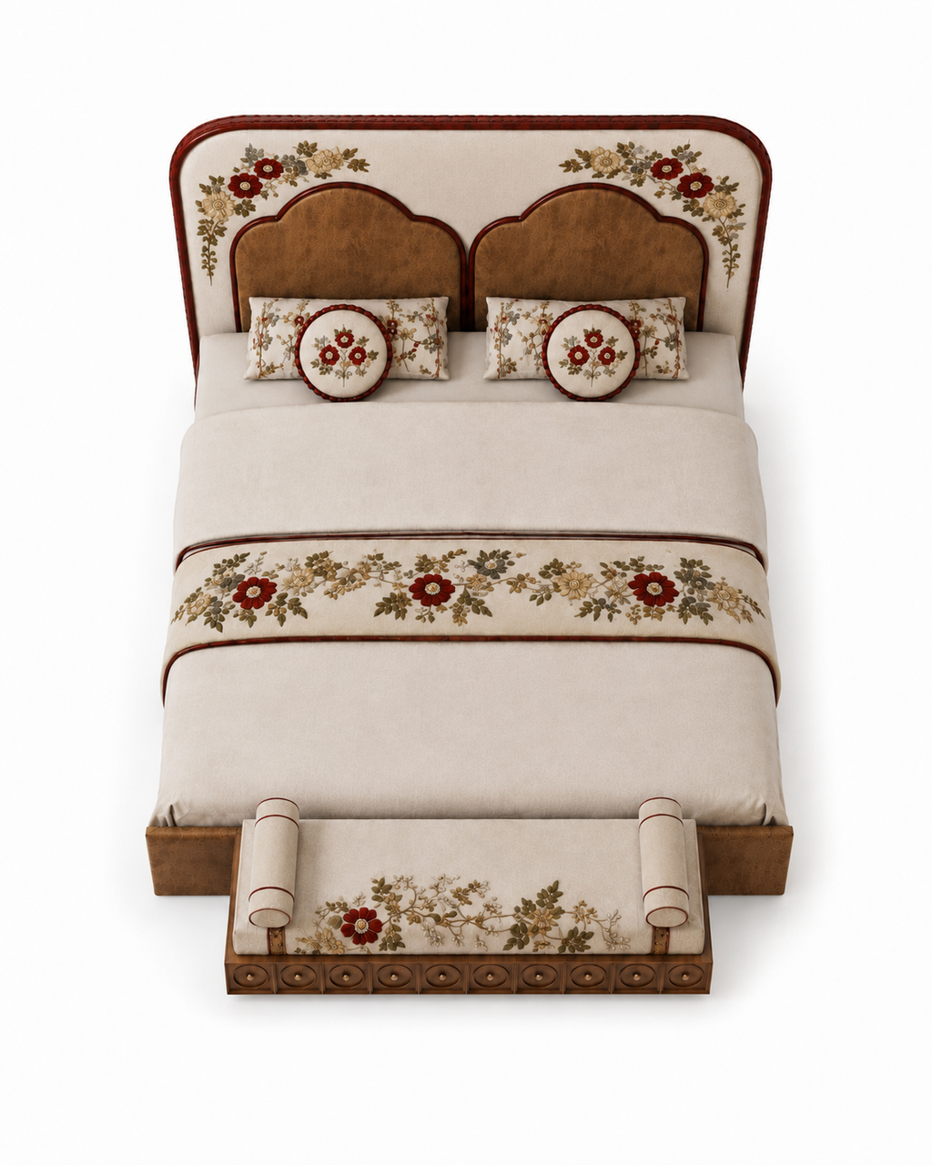 The Elowen Bed — Luxury Floral Upholstered Bed