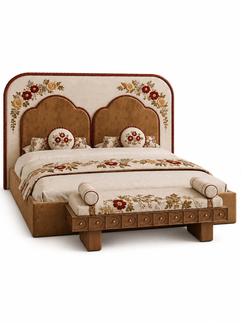 The Elowen Bed — Luxury Floral Upholstered Bed