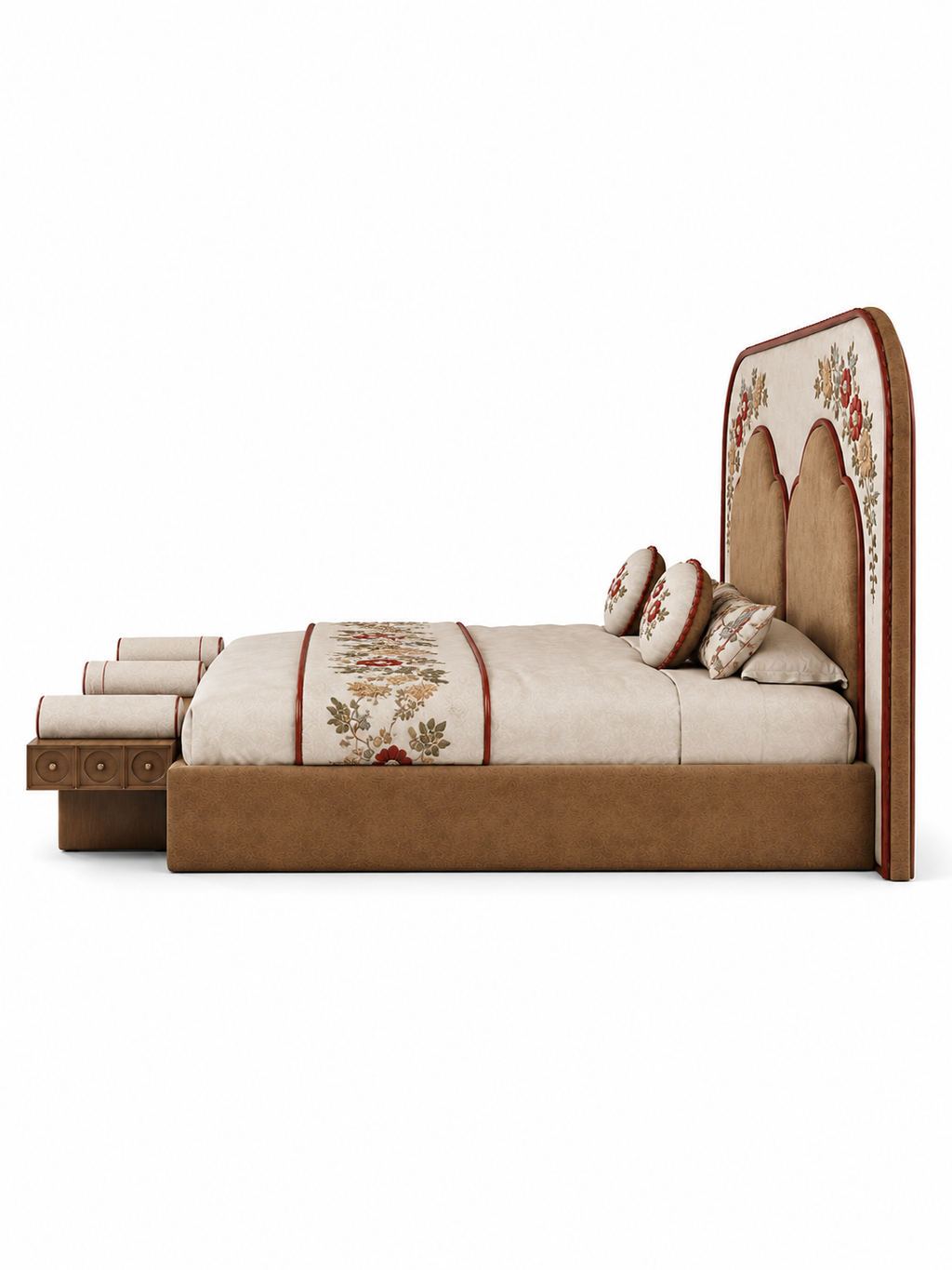 The Elowen Bed — Luxury Floral Upholstered Bed