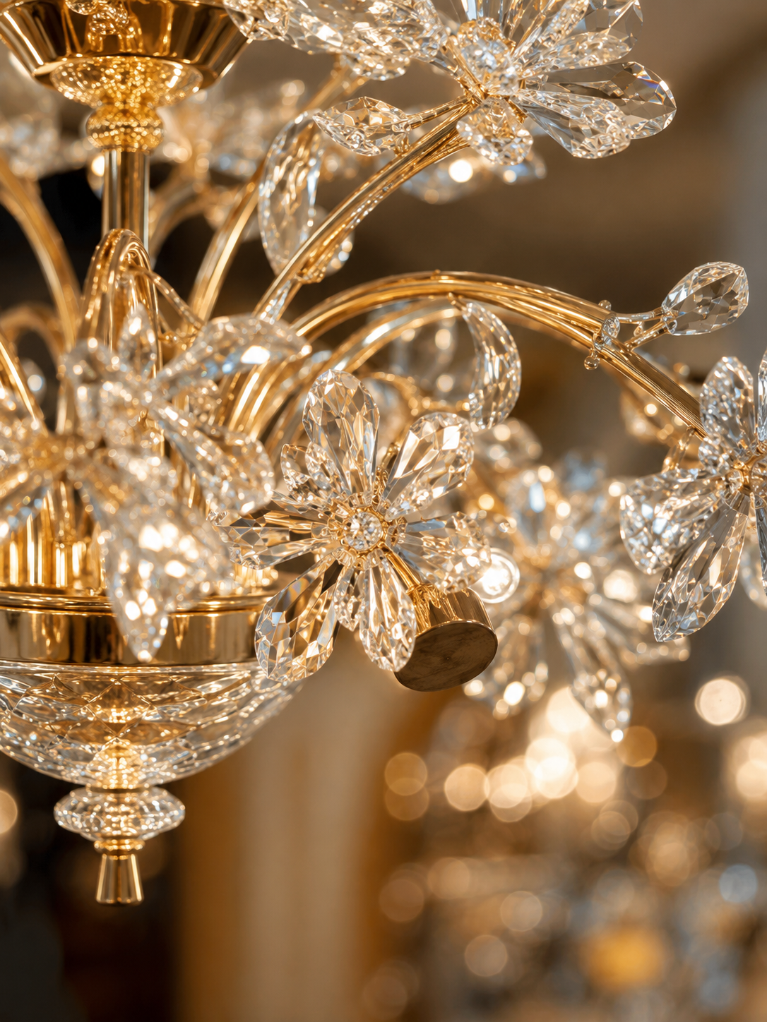 The Florenza Élan — Luxury Gold Floral Crystal Chandelier