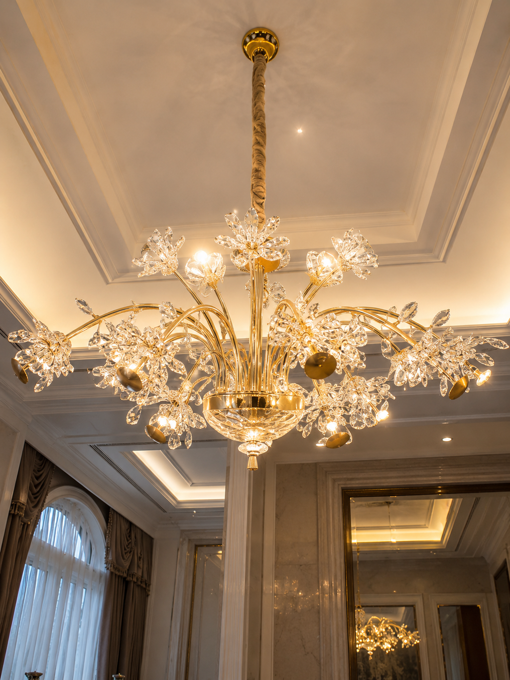 The Florenza Élan — Luxury Gold Floral Crystal Chandelier