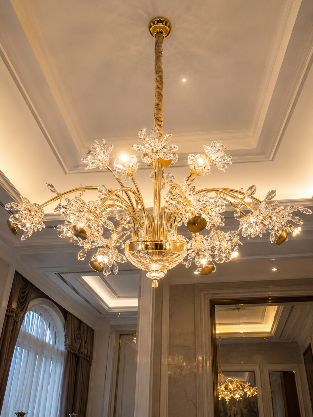The Florenza Élan — Luxury Gold Floral Crystal Chandelier