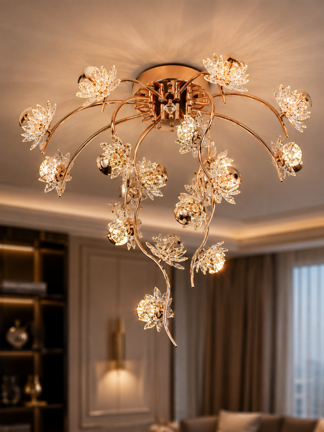 The Kalviera Bloom Chandelier — Luxury Crystal Floral Vine Ceiling Light