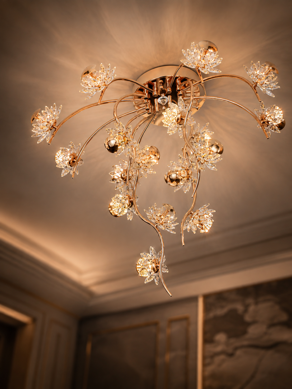 The Kalviera Bloom Chandelier — Luxury Crystal Floral Vine Ceiling Light
