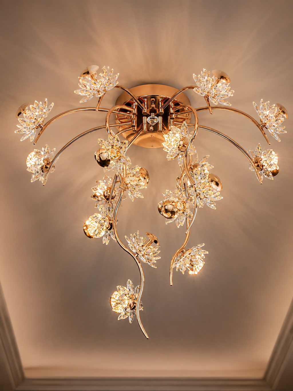 The Kalviera Bloom Chandelier — Luxury Crystal Floral Vine Ceiling Light