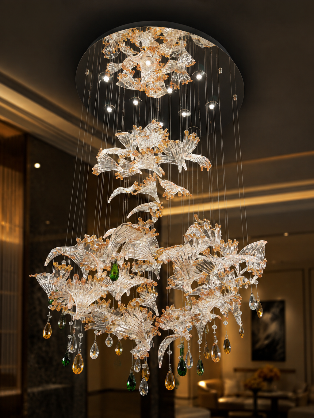 The Nylora Bloom — Luxury Crystal Floral Cascade Chandelier