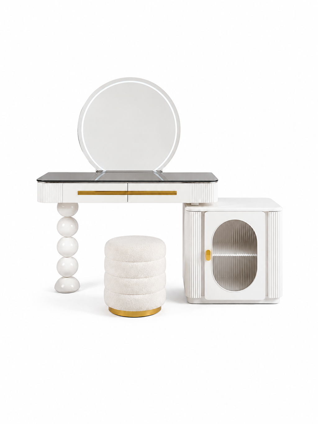 The Luméra Dressing Table — Luxury Contemporary Vanity with Fluted Cabinet