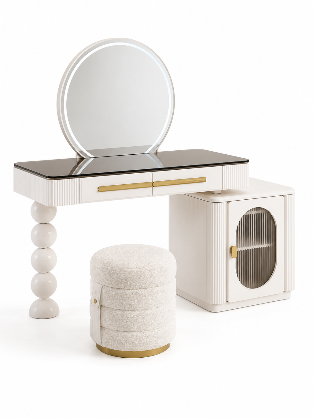 The Luméra Dressing Table — Luxury Contemporary Vanity with Fluted Cabinet