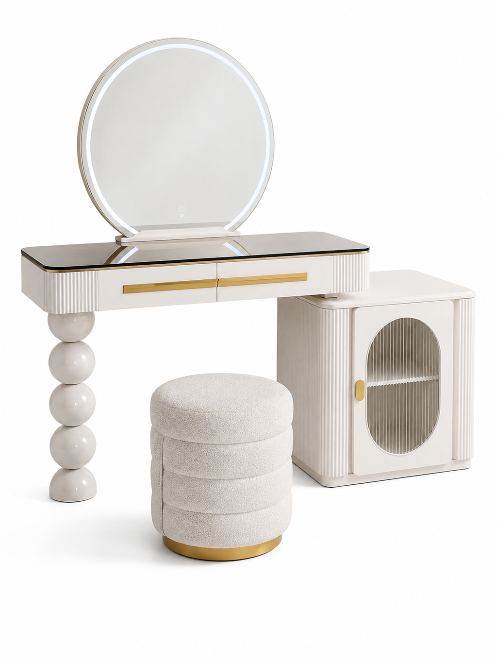 The Luméra Dressing Table — Luxury Contemporary Vanity with Fluted Cabinet