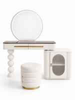 The Luméra Dressing Table — Luxury Contemporary Vanity with Fluted Cabinet
