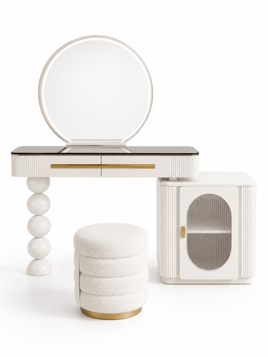The Luméra Dressing Table — Luxury Contemporary Vanity with Fluted Cabinet
