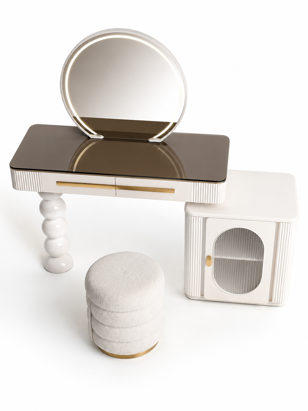 The Luméra Dressing Table — Luxury Contemporary Vanity with Fluted Cabinet