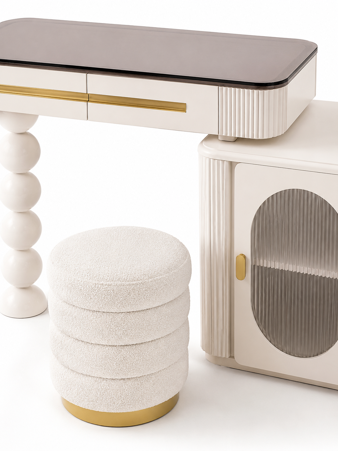 The Luméra Dressing Table — Luxury Contemporary Vanity with Fluted Cabinet