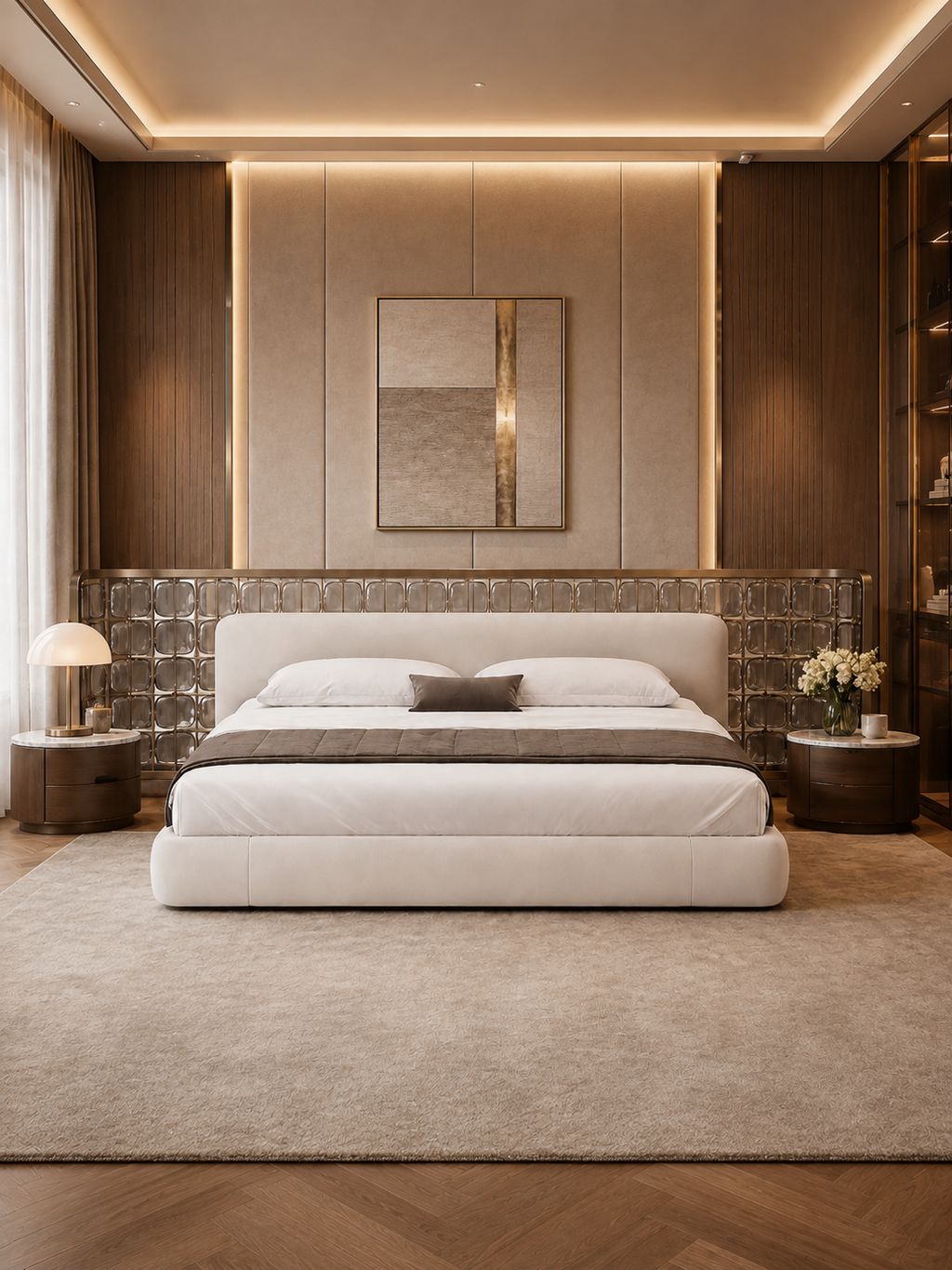 The Calista Bed — Luxury Curved Upholstered Bed