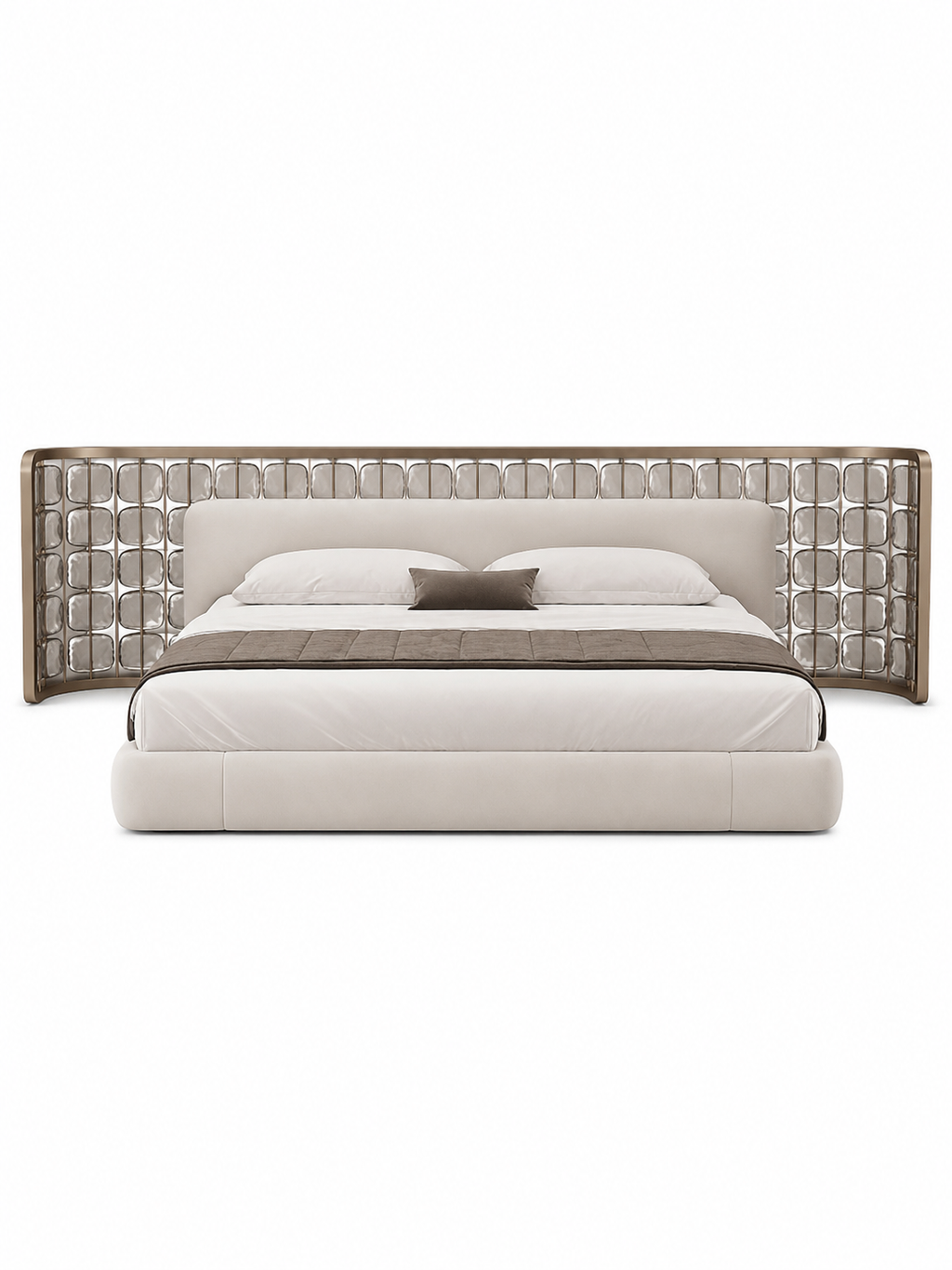 The Calista Bed — Luxury Curved Upholstered Bed