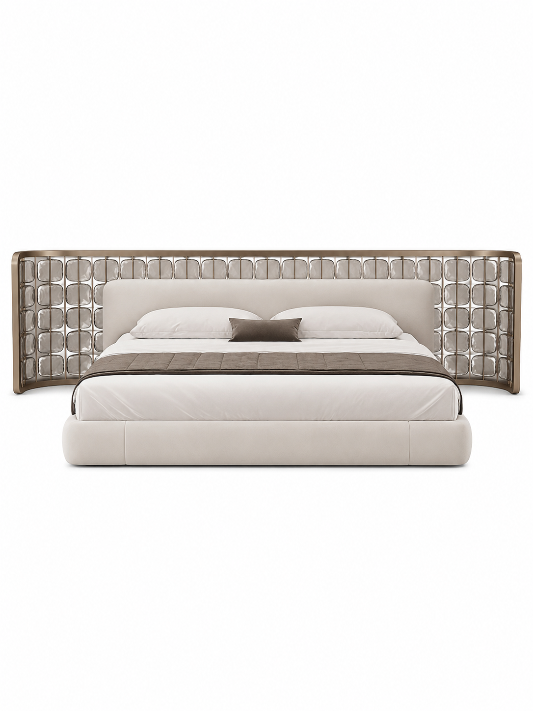 The Calista Bed — Luxury Curved Upholstered Bed