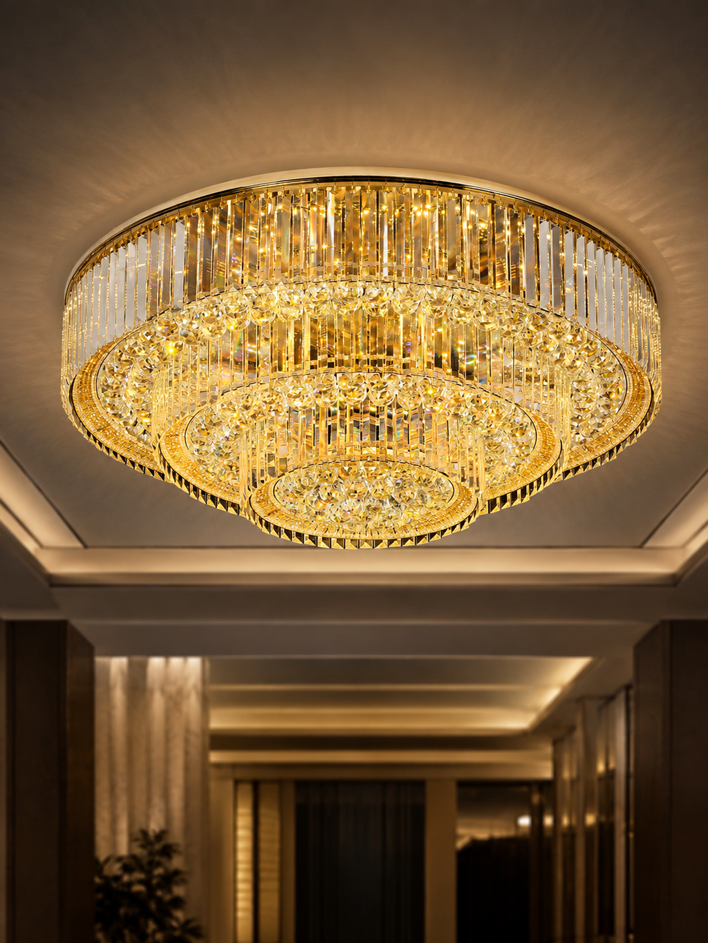 The Aurelith Chandelier — Luxury Crystal Halo Cascade Chandelier