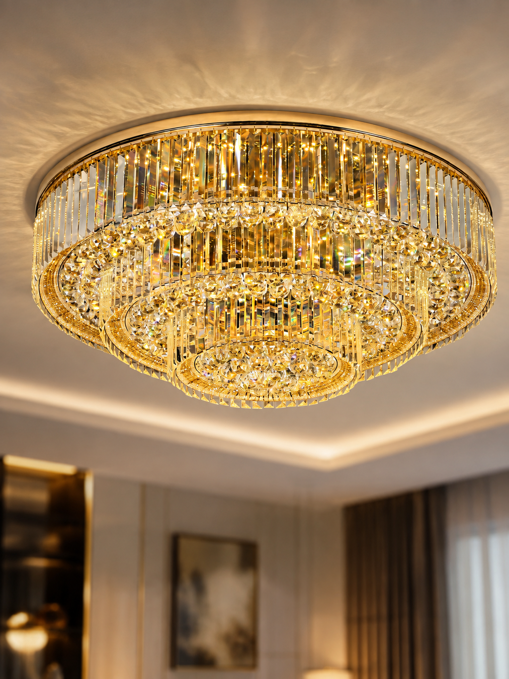 The Aurelith Chandelier — Luxury Crystal Halo Cascade Chandelier