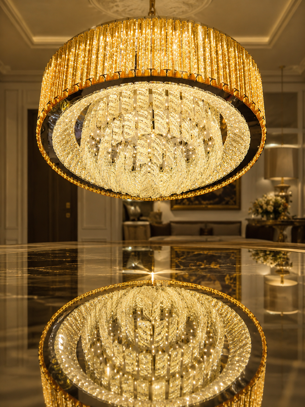 The Dorelle Chandelier — Luxury Crystal Ring Cascade Chandelier