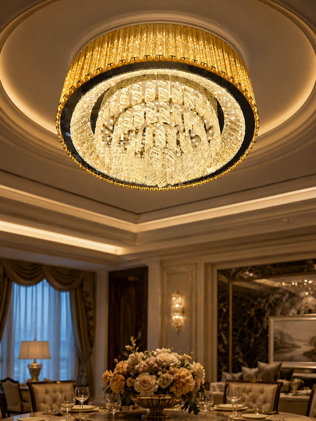 The Dorelle Chandelier — Luxury Crystal Ring Cascade Chandelier
