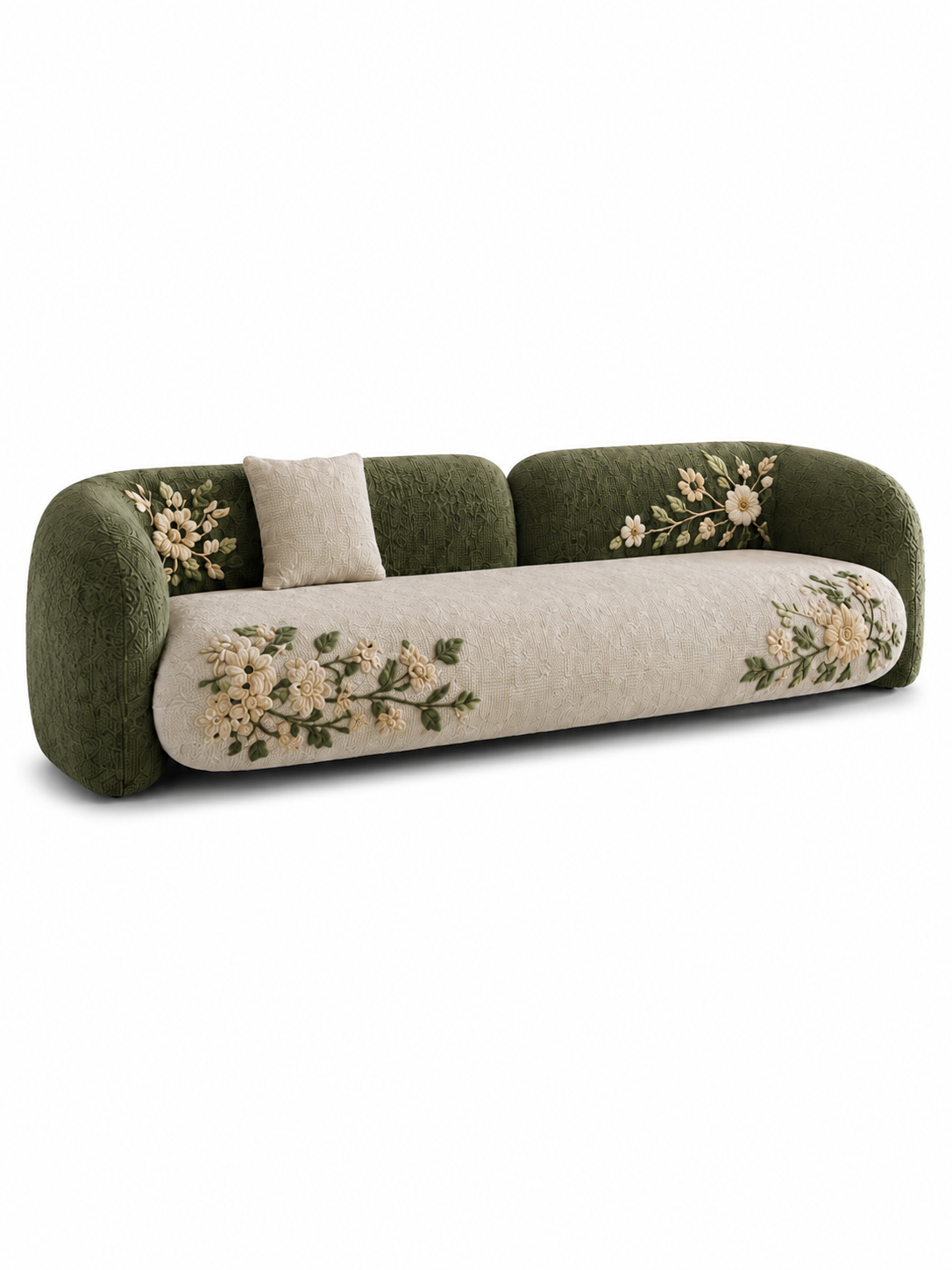 The Uvelora Sofa — Luxury Botanical Curved 4 Seater Sofa