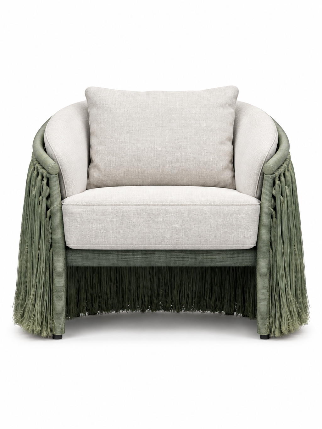 The Verdelle Outdoor Sofa — Luxury Woven Fringe Sofa