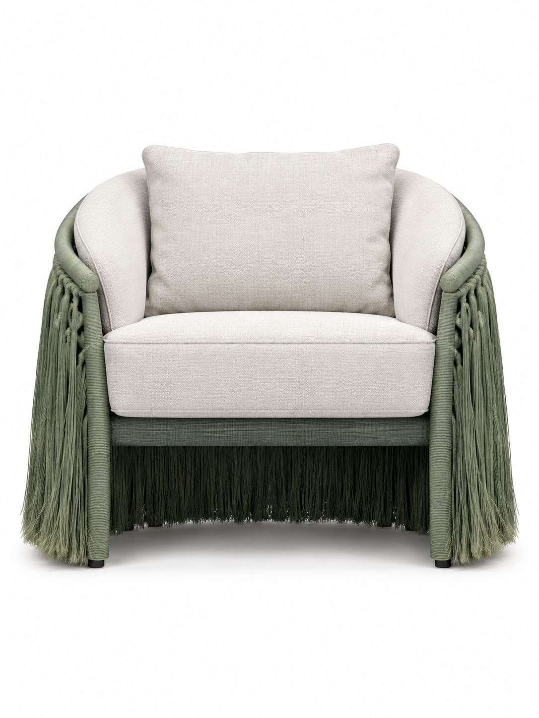 The Verdelle Outdoor Sofa — Luxury Woven Fringe Sofa