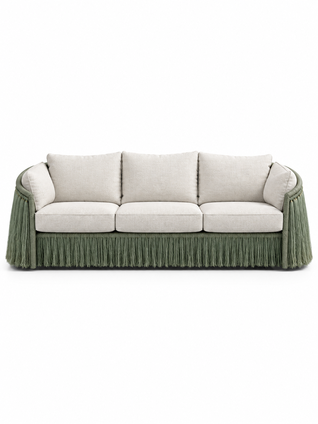 The Verdelle Outdoor Sofa — Luxury Woven Fringe Sofa