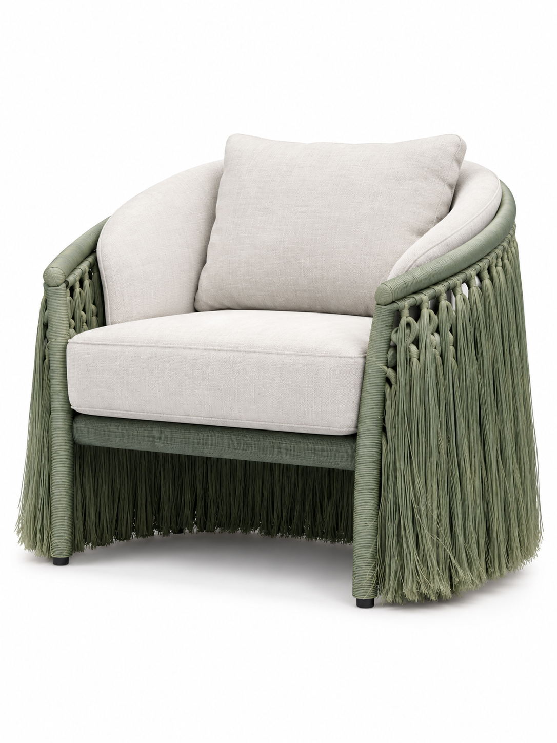 The Verdelle Outdoor Sofa — Luxury Woven Fringe Sofa