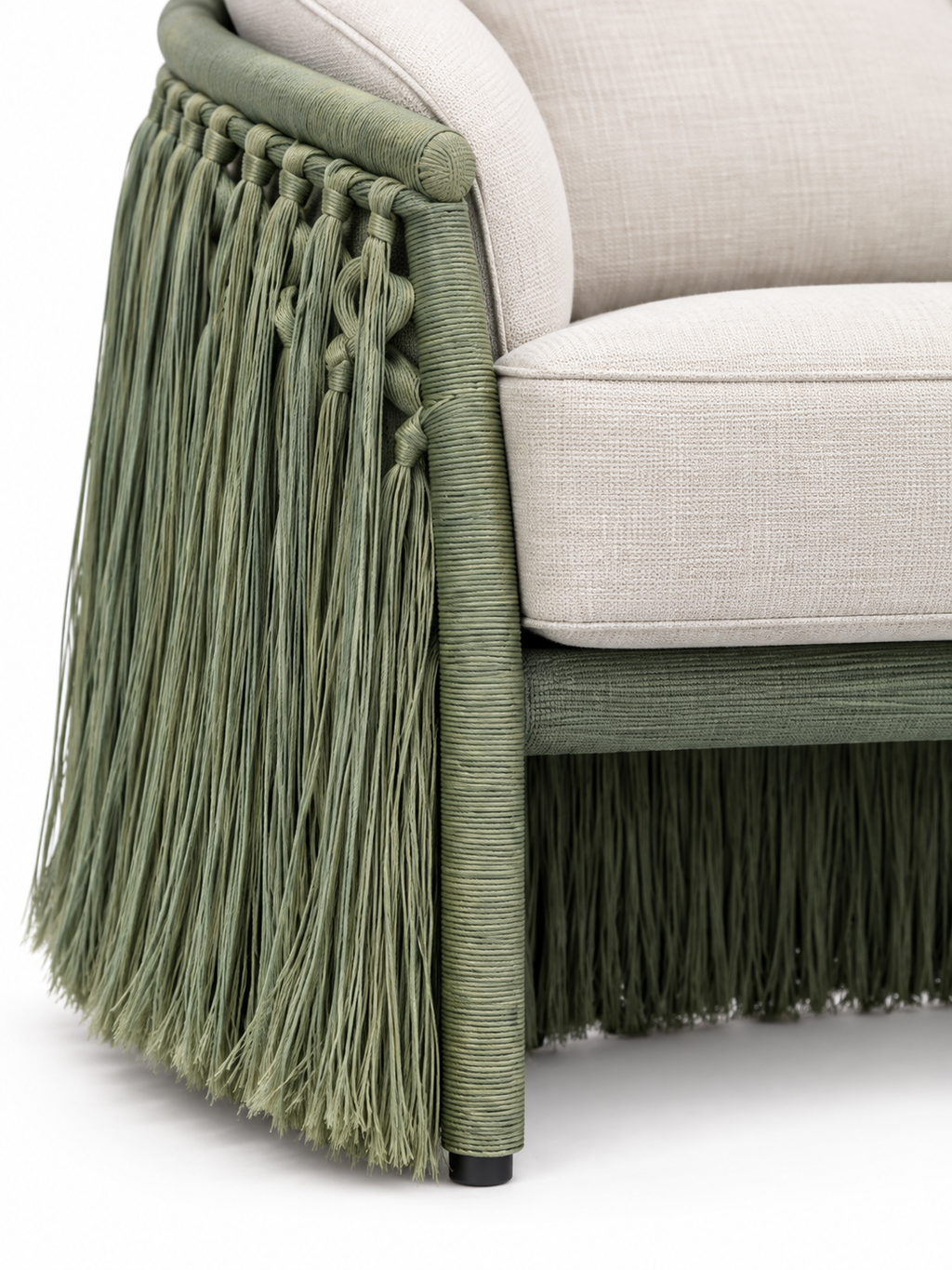 The Verdelle Outdoor Sofa — Luxury Woven Fringe Sofa
