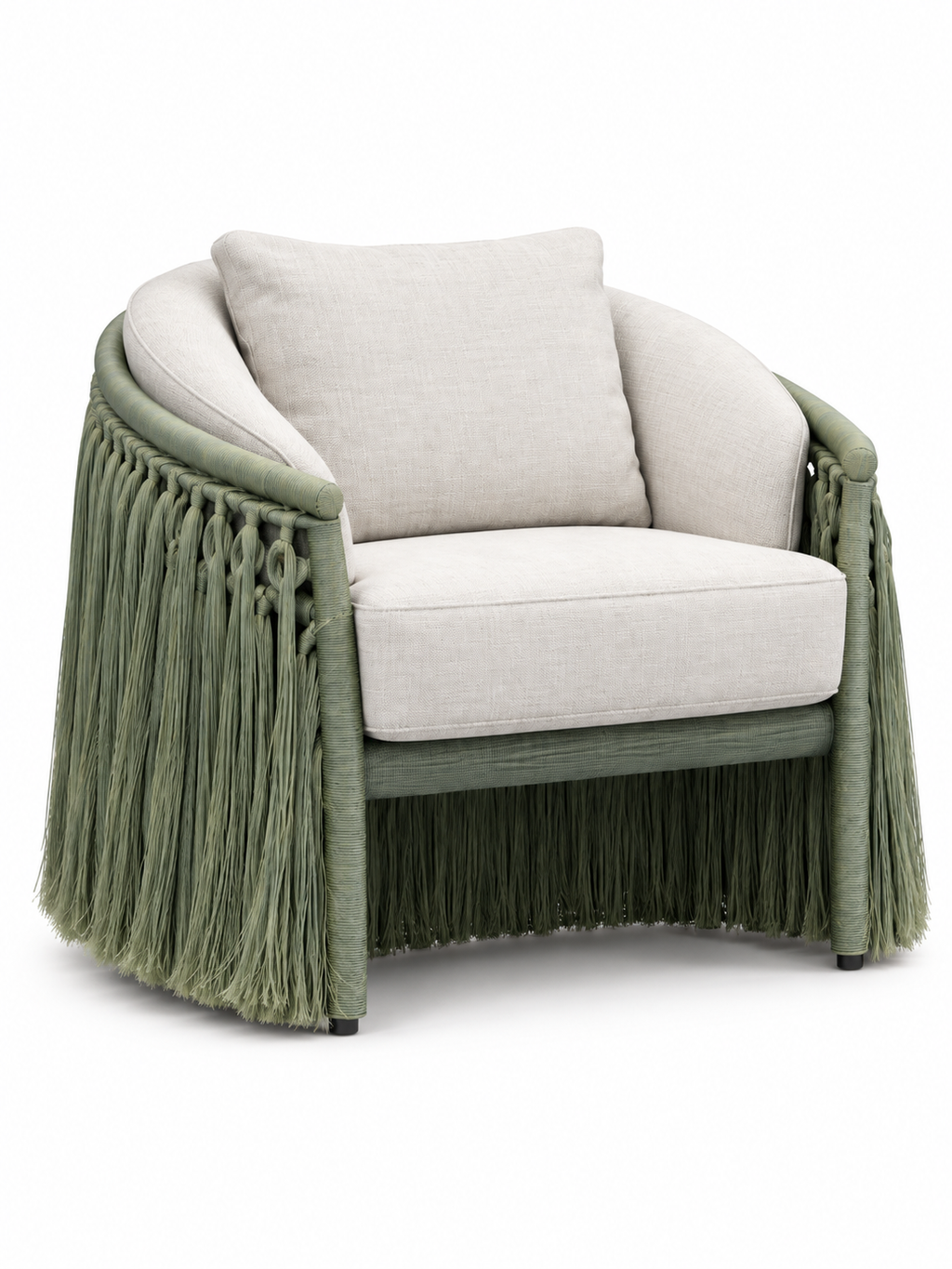 The Verdelle Outdoor Sofa — Luxury Woven Fringe Sofa