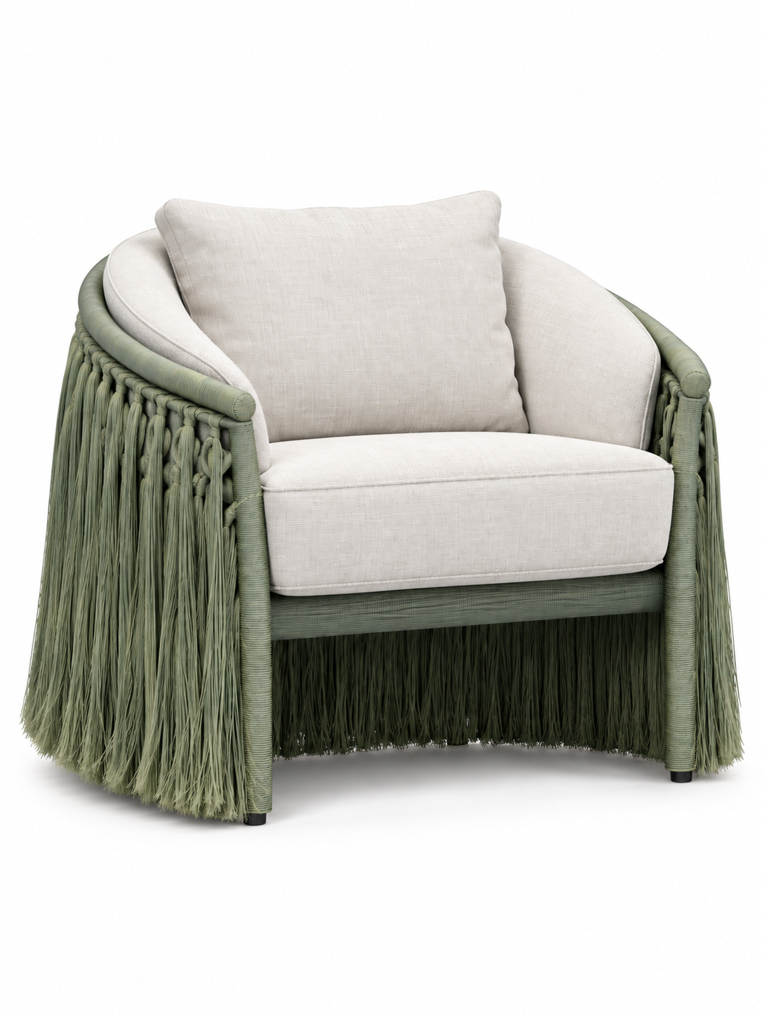 The Verdelle Outdoor Sofa — Luxury Woven Fringe Sofa