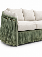 The Verdelle Outdoor Sofa — Luxury Woven Fringe Sofa