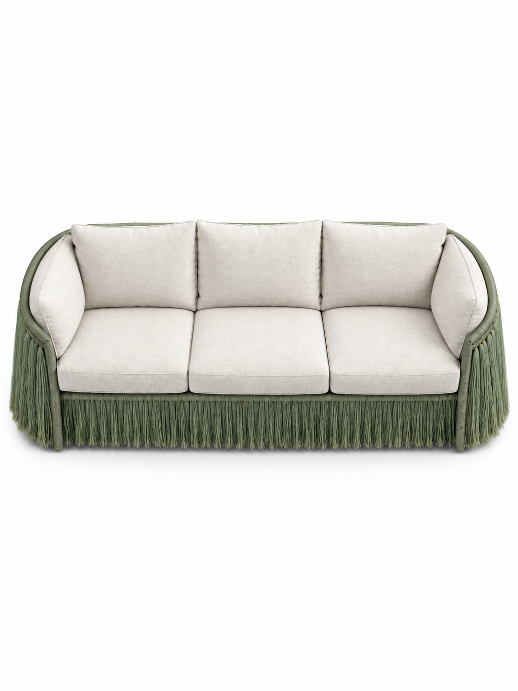 The Verdelle Outdoor Sofa — Luxury Woven Fringe Sofa