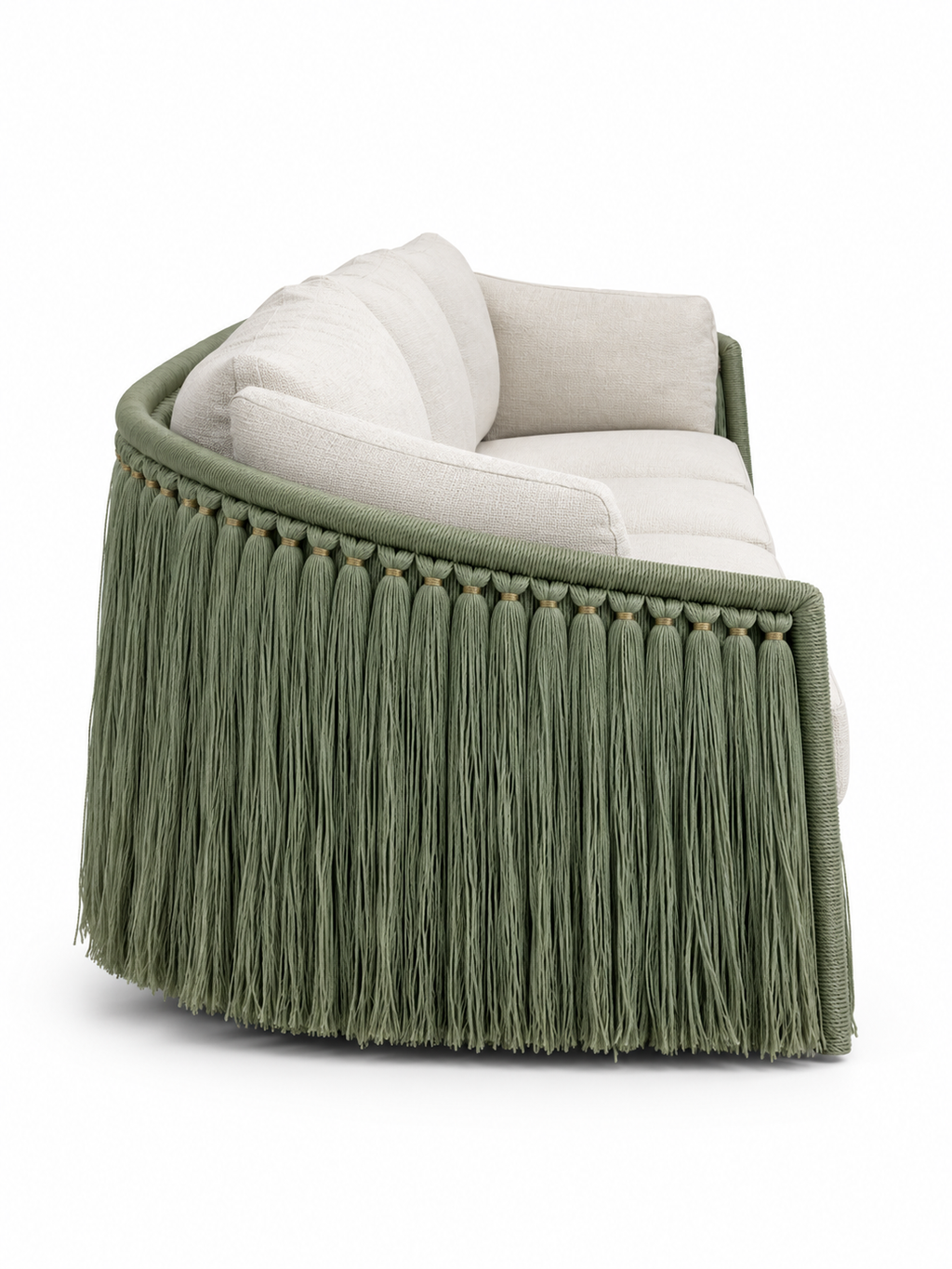 The Verdelle Outdoor Sofa — Luxury Woven Fringe Sofa