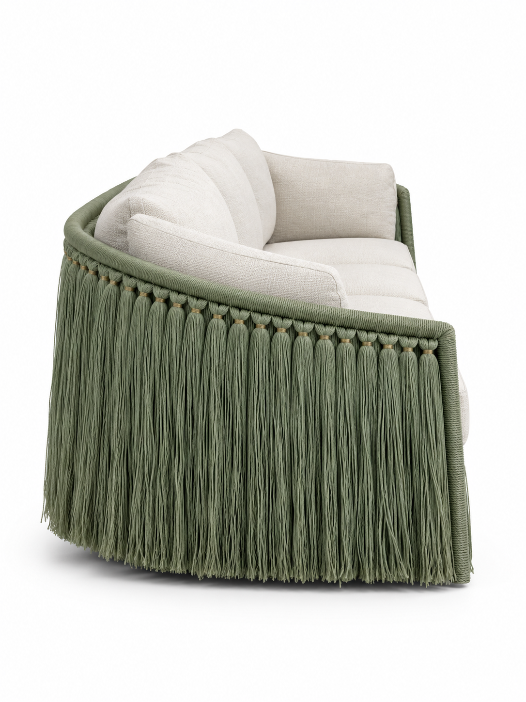 The Verdelle Outdoor Sofa — Luxury Woven Fringe Sofa