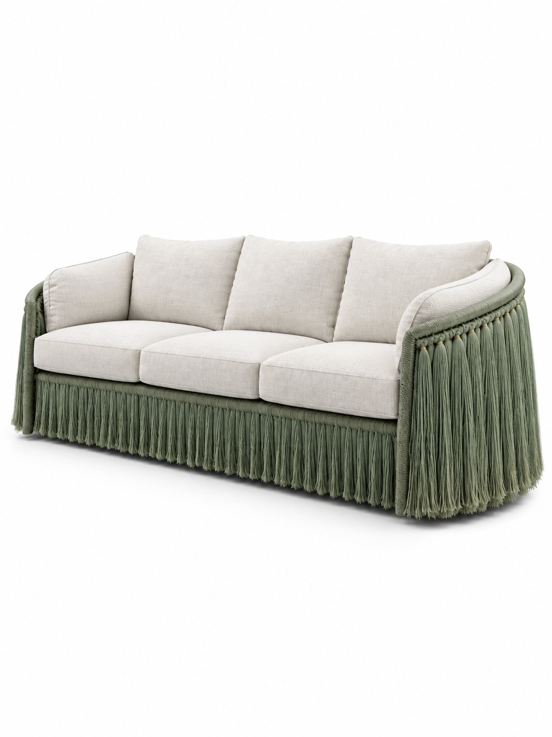 The Verdelle Outdoor Sofa — Luxury Woven Fringe Sofa