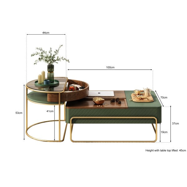 Jasper iFur Green Coffee Table Set