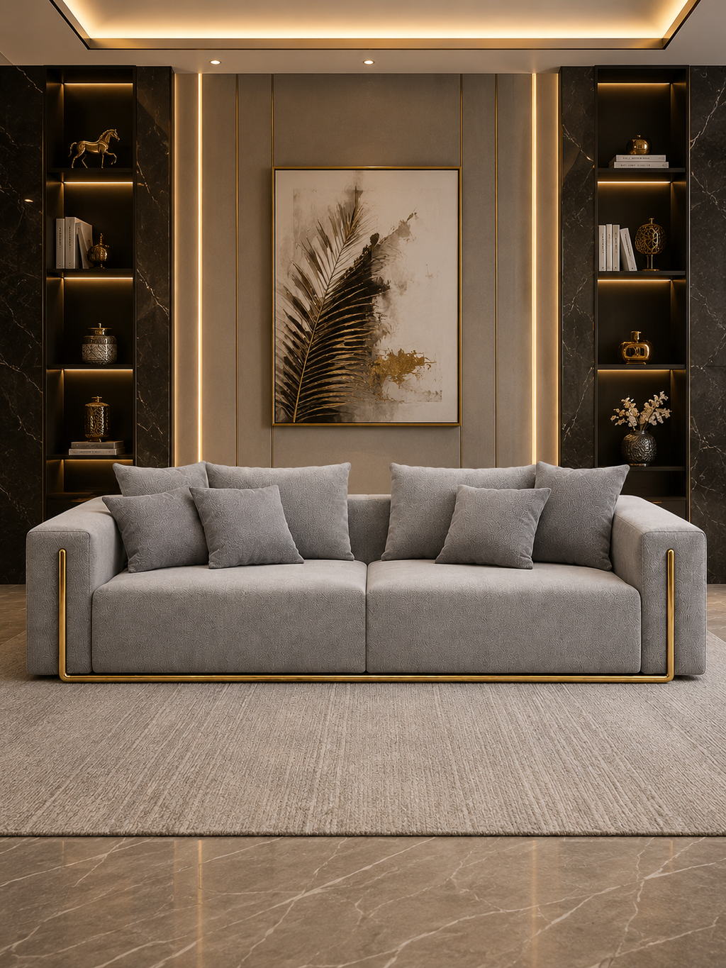 Colossal Modern Gray Cotton & Linen Upholstered Sofa